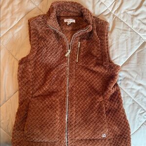 Calvin Klein Teddy Fleece Zip Vest Brown Size M